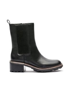 Vince Camuto Kourtly Black Leather Lug Sole Chelsea Chunky Block Heel Boot - NWT